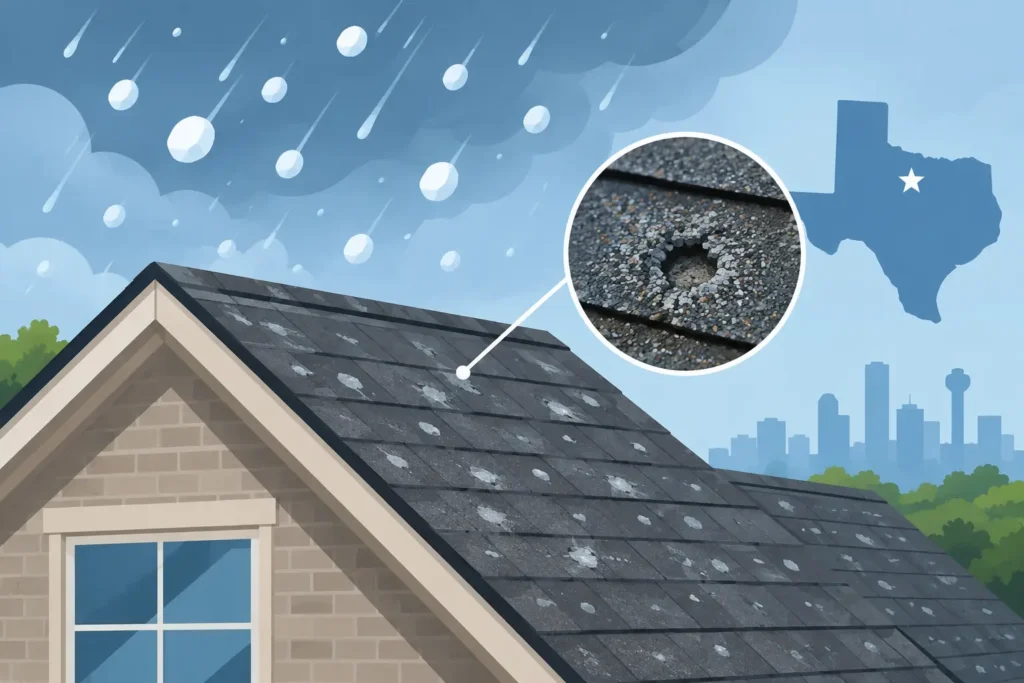 A Hail Damage Example From a North Texas Roof
