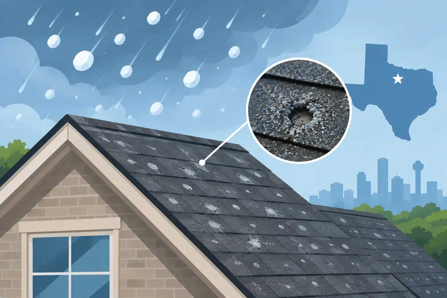 A Hail Damage Example From a North Texas Roof